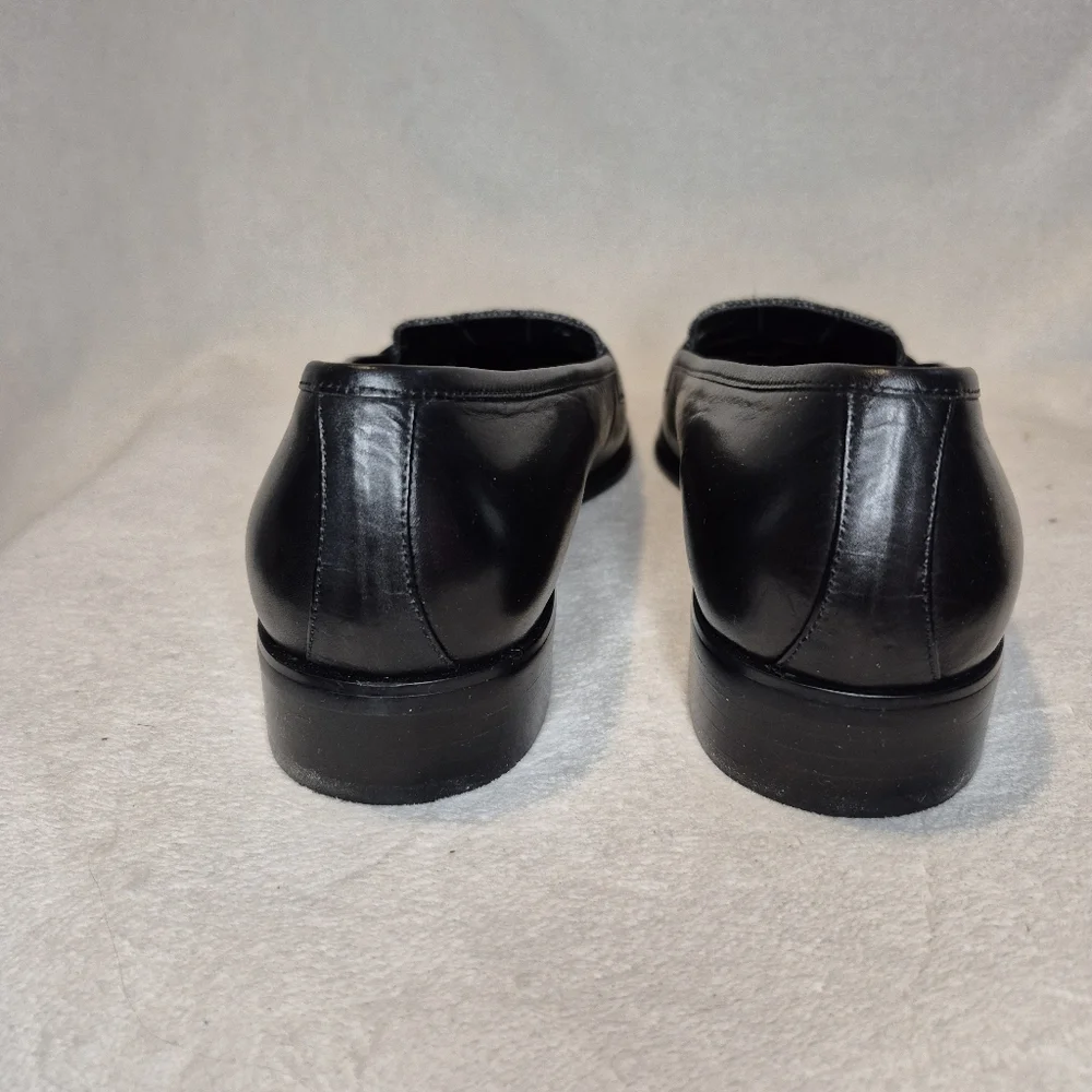 Karen Scott 8.5 Mari Leather Loafer Black & White Tweed Tassel Retro, Texture